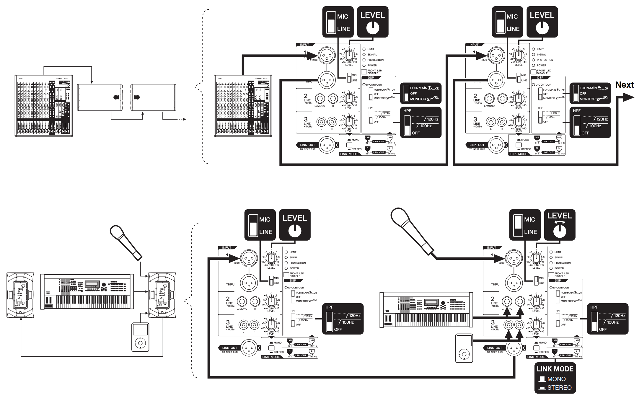 Схема подключения Yamaha DXR8
