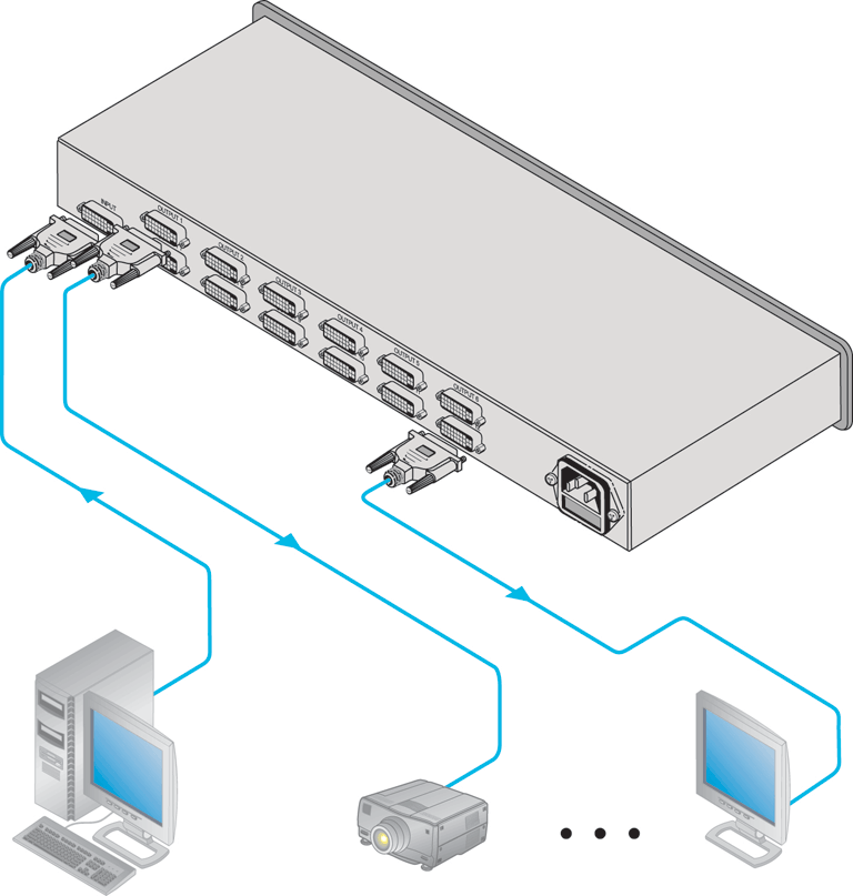 Схема подключения KRAMER VM-12HDCP
