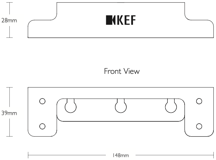 Габаритные размеры настенного кронштейна KEF B2 Wall Bracket