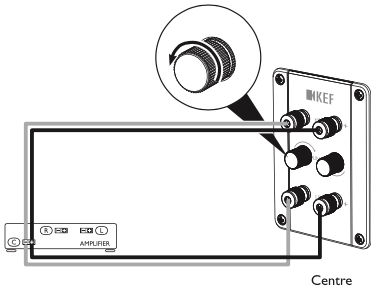 Схема подключения центрального канала KEF R2c Walnut be-wire