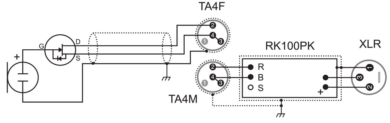 Схема распайки коннекторов для микрофона SHURE MX202W-A/S