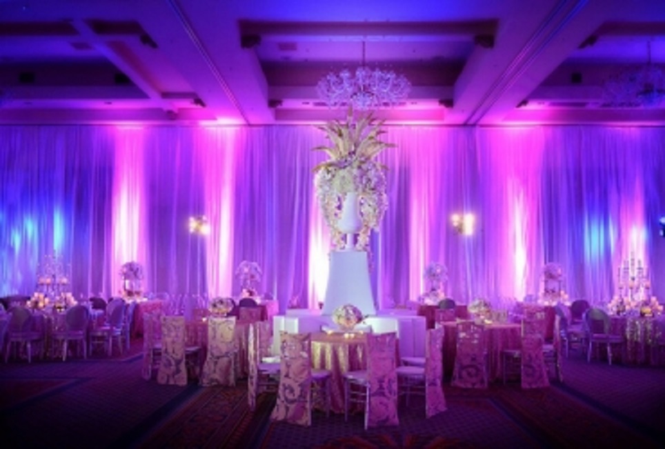 Пример светового оформления зала прожектором Par