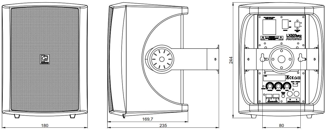 Габаритные размеры AUDAC LX503MK2