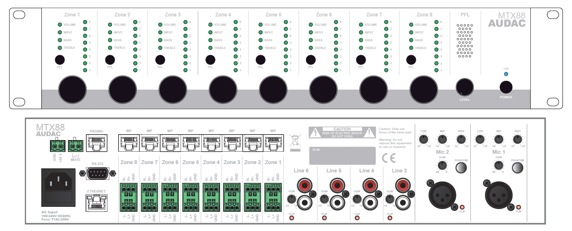 Конструкция AUDAC MTX88 Конструкция AUDAC MTX88