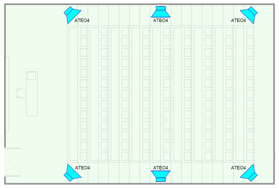 Расстановка настенной акустики в аудитории