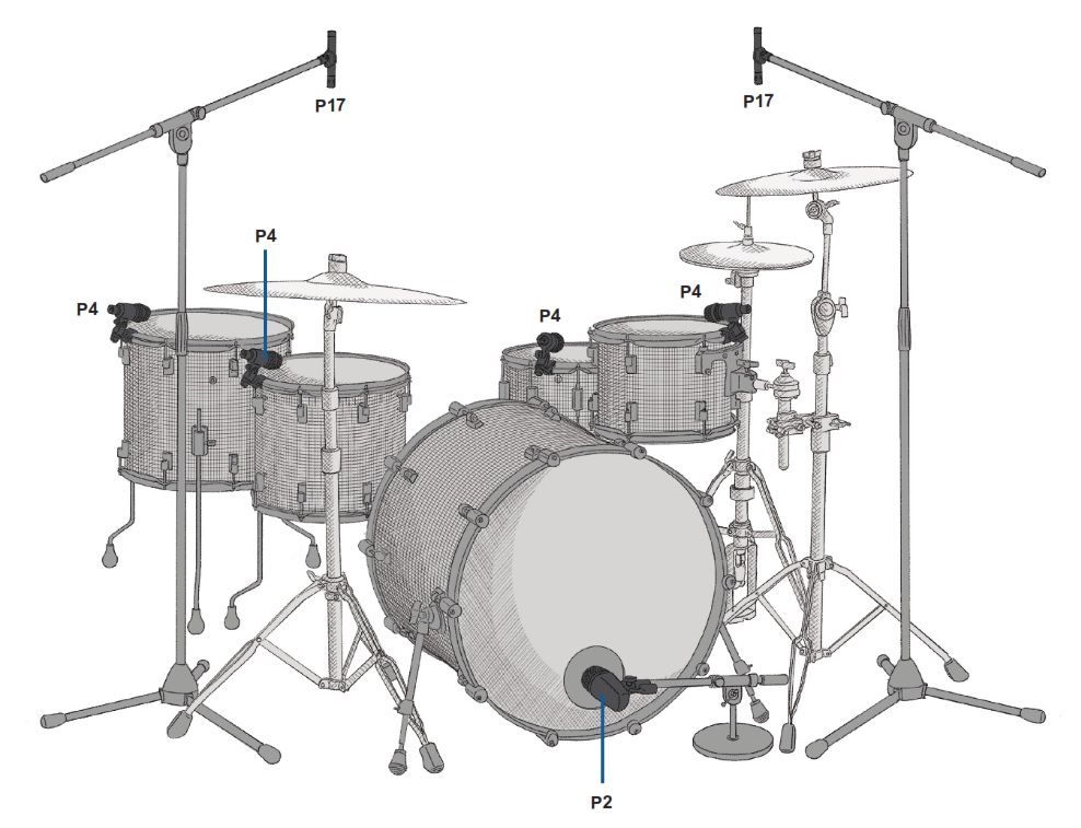 Пример установки AKG Drum Set Session I