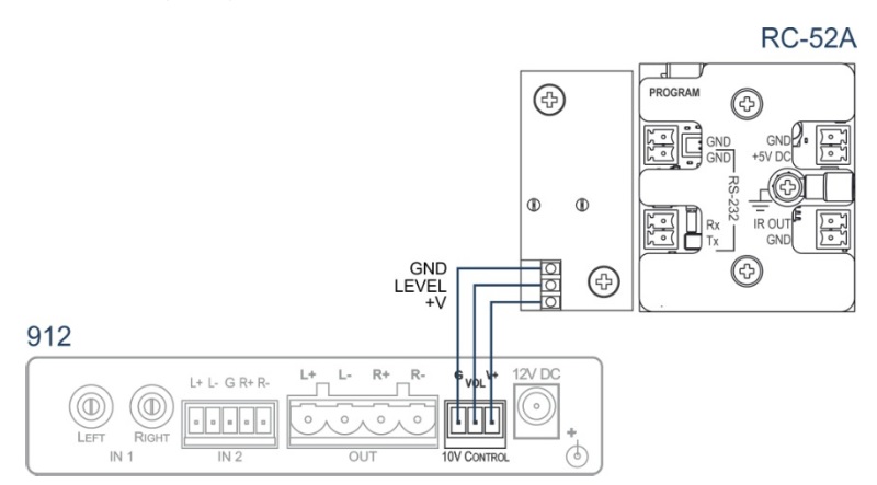 Подключение потенциометра KRAMER RC-52A/EU-86(G)  для регулировки громкости