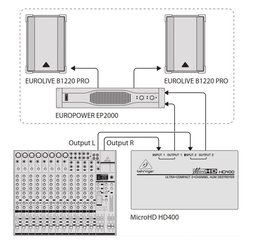 Схема подключения  BEHRINGER MICROHD HD400