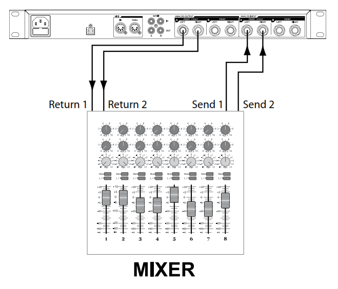 Схема подключения LEXICON MX400  конфигурация СТЕРЕО
