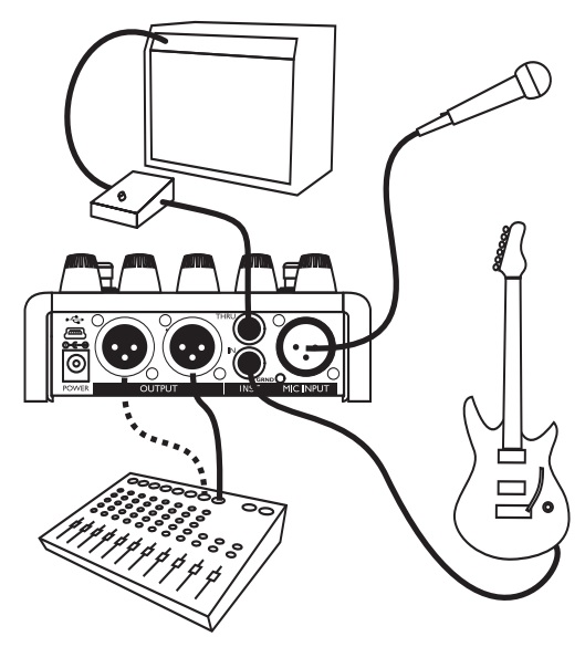 Схема подключения VoiceTone Harmony-G XT  с электрогитарой