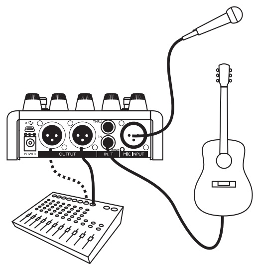 Схема подключения VoiceTone Harmony-G XT  с акустической гитарой