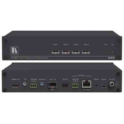 Приемник HDMI, Audio, RS-232, ИК, USB и Ethernet из оптоволокна