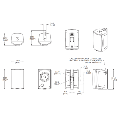Всепогодная настенная акустическая система AMS 6ICT BL