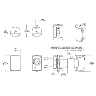 Всепогодная огнестойкая настенная акустическая система AMS 6ICT LS BL