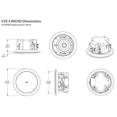 Потолочная встраиваемая пассивная АС CVS 4 MICRO