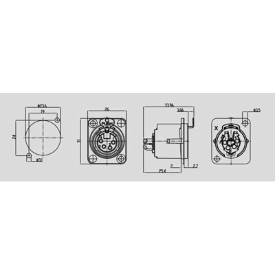 Панельный разъем XLR, гнездо C4FD-LX