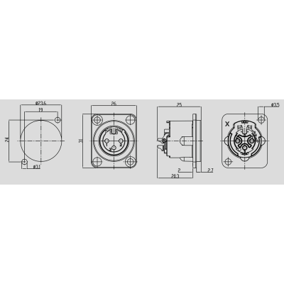 Панельный разъем XLR, штекер C3MD-LX