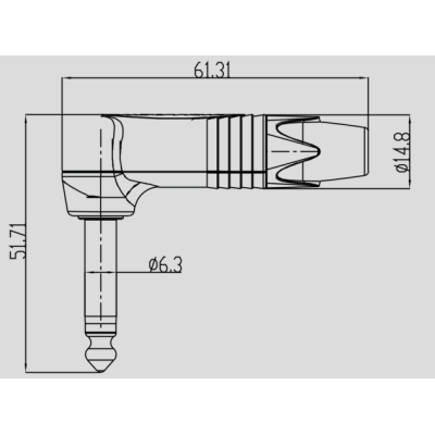 Угловой кабельный разъем моно Jack, штекер P2RX