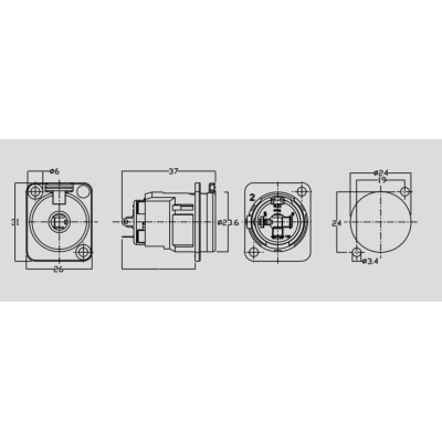 Панельный разъем стерео Jack, гнездо  J3FP6C
