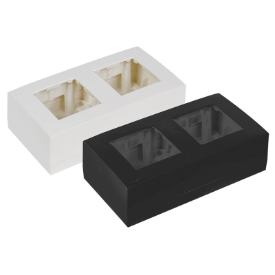 Накладная монтажная коробка с рамкой для 2 модулей 45x45 мм WB45D/W