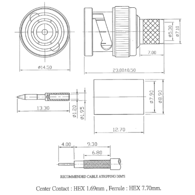 Кабельный разъём BNC, штекер 5170-UHD2/18G