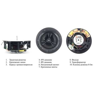 Потолочный двухполосный громкоговоритель VSL-630T