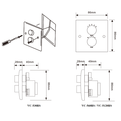 Регулятор громкости и селектор программ с аварийным реле VC-5120RS