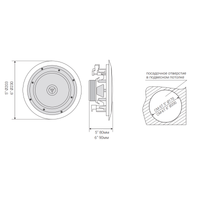 Потолочный двухполосный громкоговоритель CM-6T